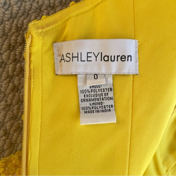 Ashley Lauren Yellow Sequin Strapless Dress Size 0 - Picture 16 of 17